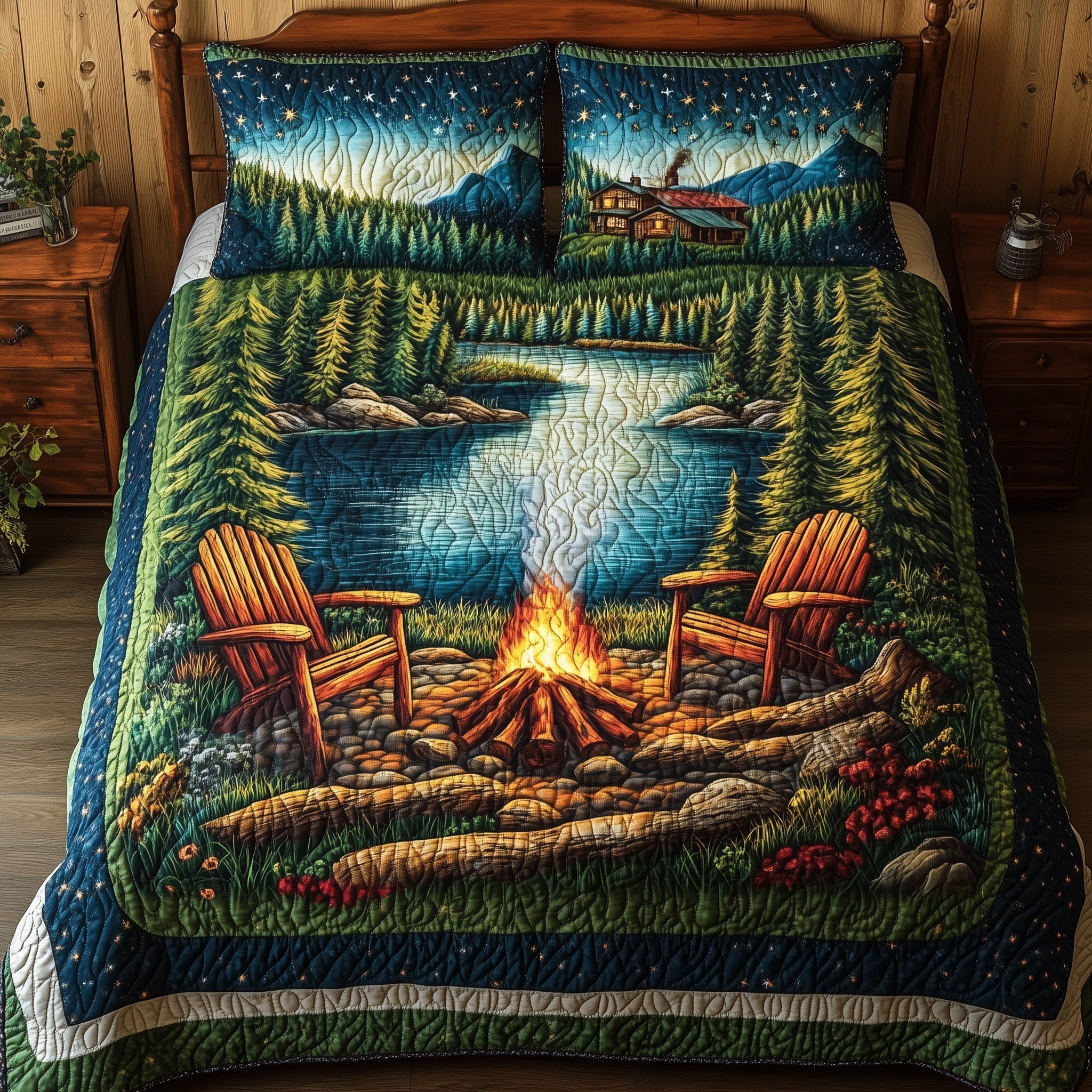 Nature Retreat Quilted Bedding Set Nature Retreat Sunrise Gift For Nature Friends - Tradiviet