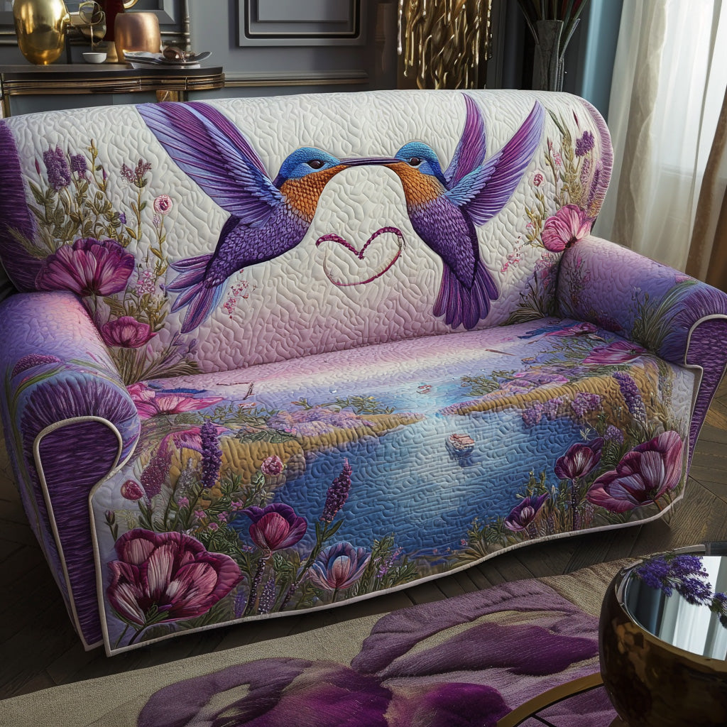 Nature Serenade Quilted Sofa Cover Covers For Sofas Unique Hummingbird Presents - Tradiviet