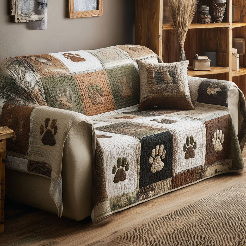 Nature Steps Quilted Sofa Cover Room Decor Inspiration Gift For Cozy Spaces - Tradiviet
