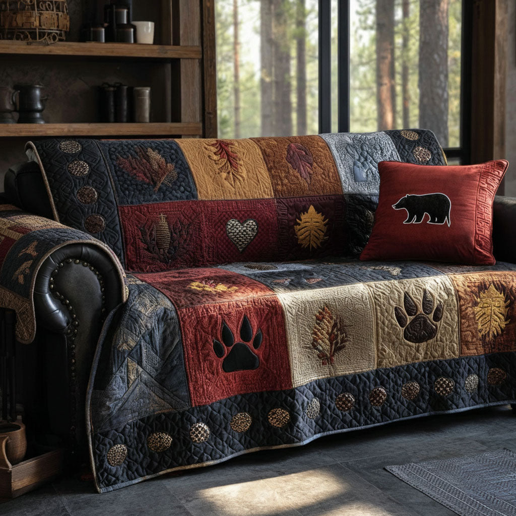 Nature Tracks Quilted Sofa Cover Luxury Home Room Decor Home Gift For Her - Tradiviet