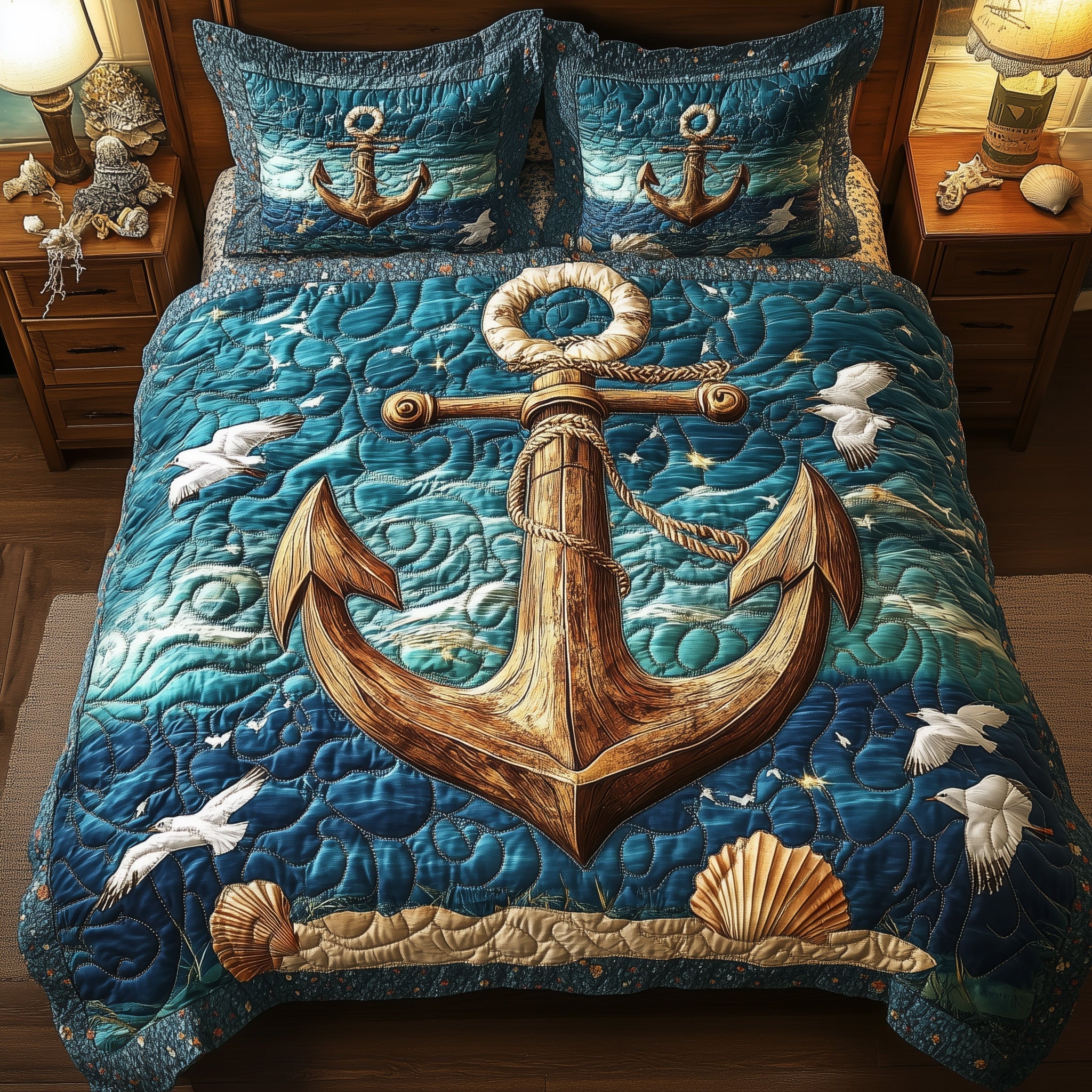 Nautical Anchor Quilted Bedding Set Nautical Anchor Pride Gift For Anchor Fans - Tradiviet