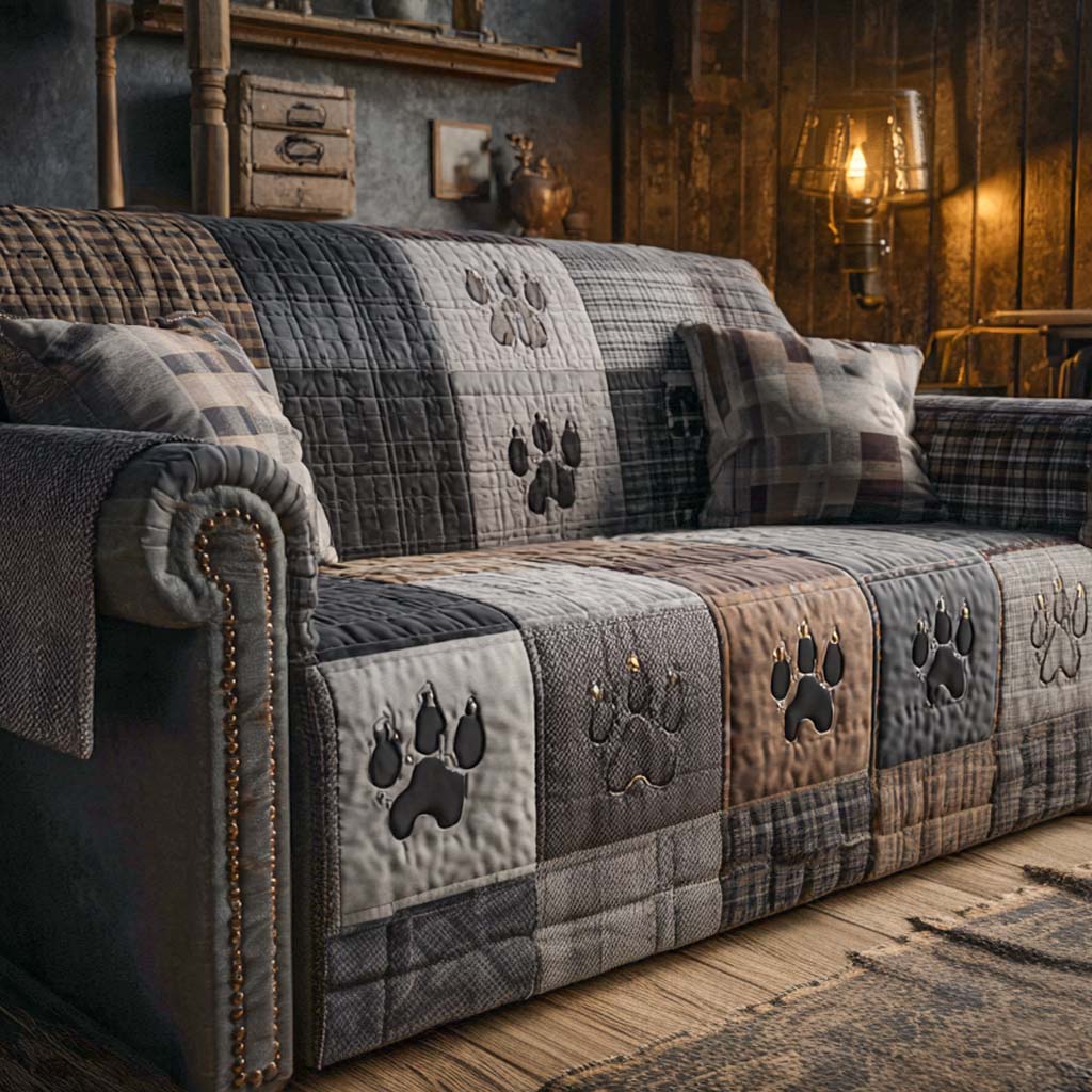 Nightfall Paws Quilted Sofa Cover Living Room Decor Best Room Decor Gifts - Tradiviet