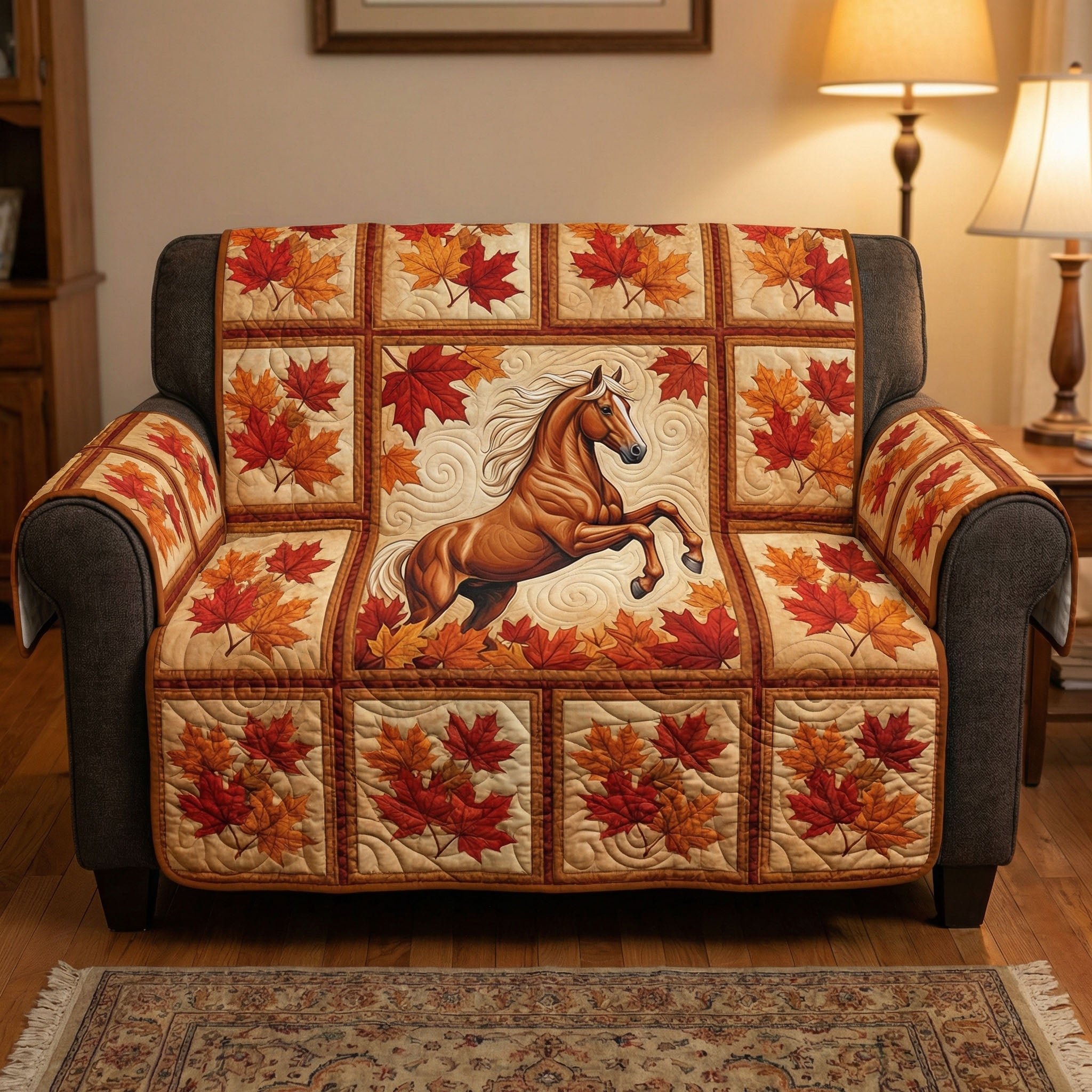 Noble Steed Quilted Sofa Cover Modern Home Room Decor House Lover Gift Ideas - Tradiviet