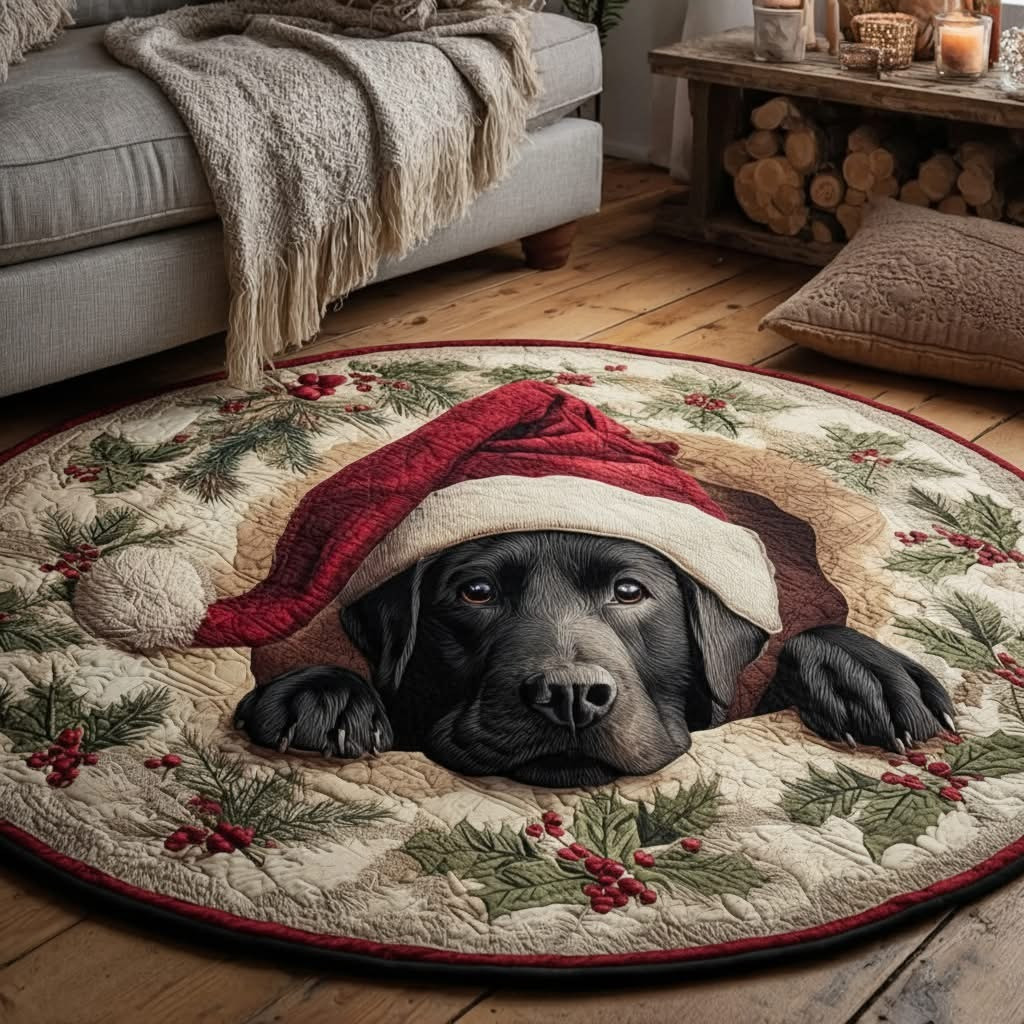 Nook Black Labrador Christmas Round Mat Circle Carpet Rug Decorations Black Lab Gifts - Tradiviet