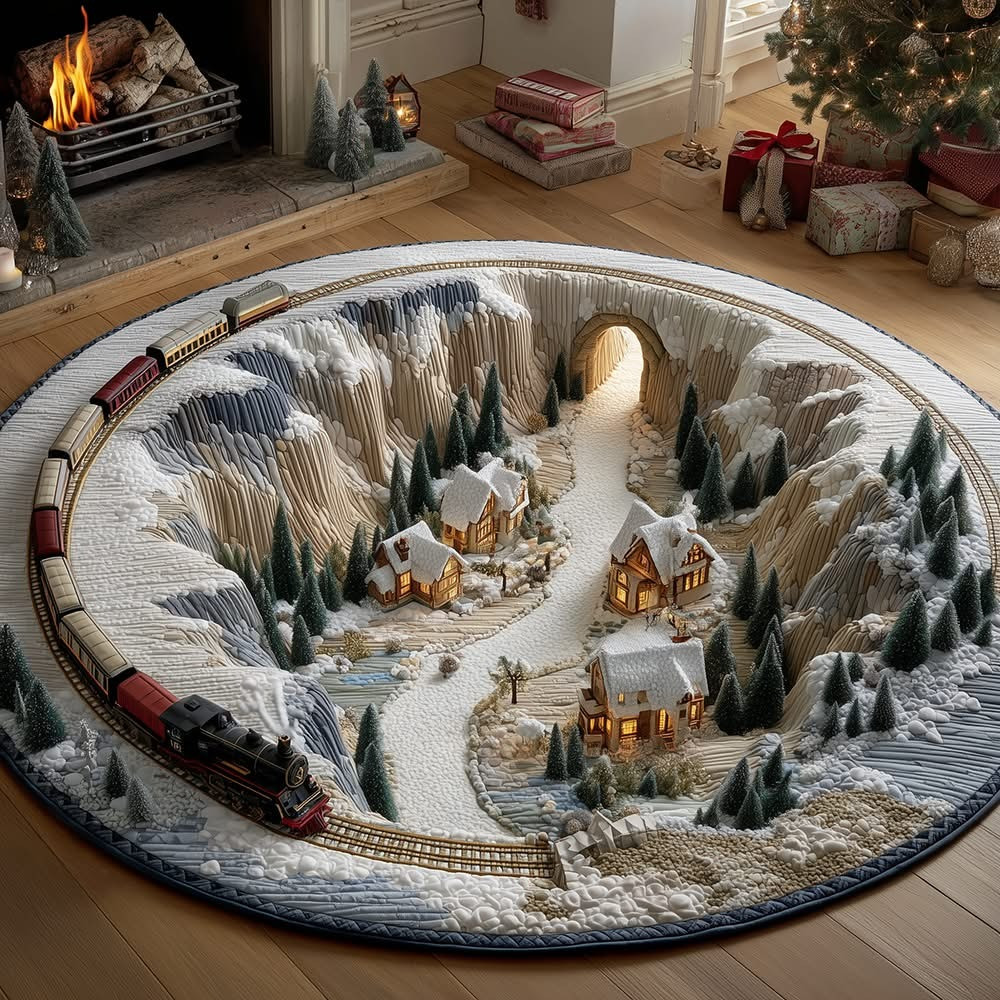 Northern Trail Quilted Round Mat Christmas House Decoration Ideas For Train Lovers - Tradiviet