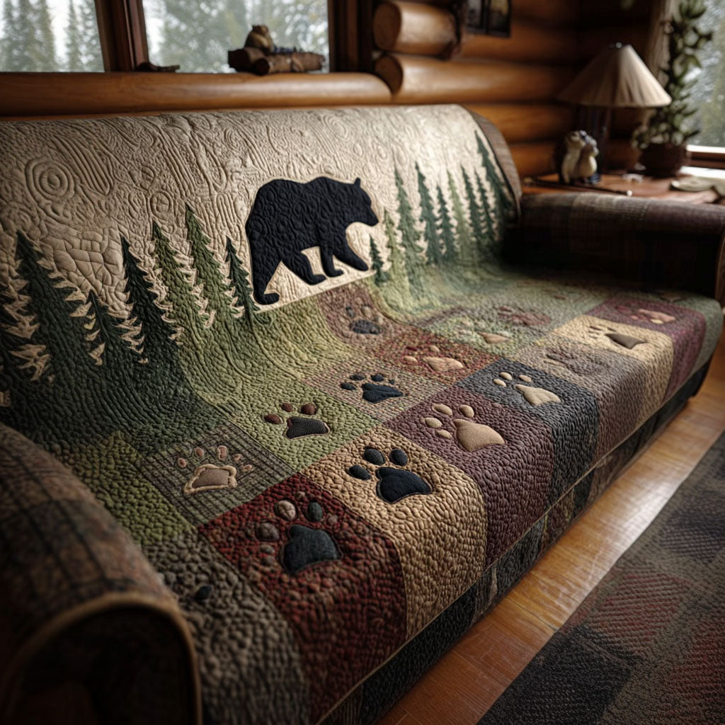 Northern Woods Bear Quilted Sofa Cover Room Room Decor Ideas Panda Bear Novelty Gifts - Tradiviet