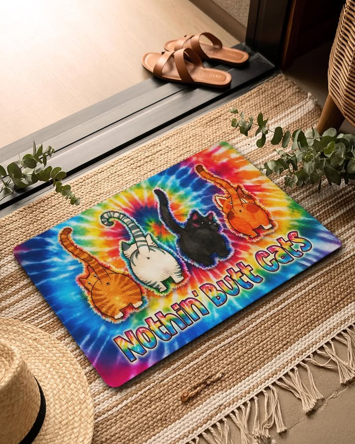 Nothin' But Cats Colorful Swirl Doormat Cat Door Mats Funny Gifts For Cat Lovers - Tradiviet