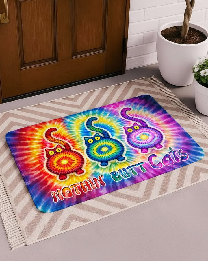 Nothin' But Cats Colorful Swirl Doormat Funny Welcome Mat Gifts For Cat Lovers - Tradiviet