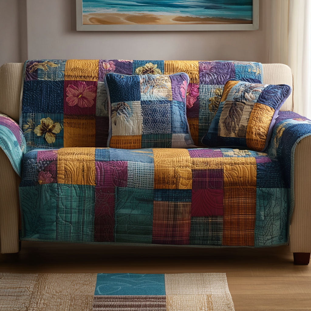 Ocean Balance Quilted Sofa Cover Seat Covers For Couches Gifts For Beach Goers - Tradiviet