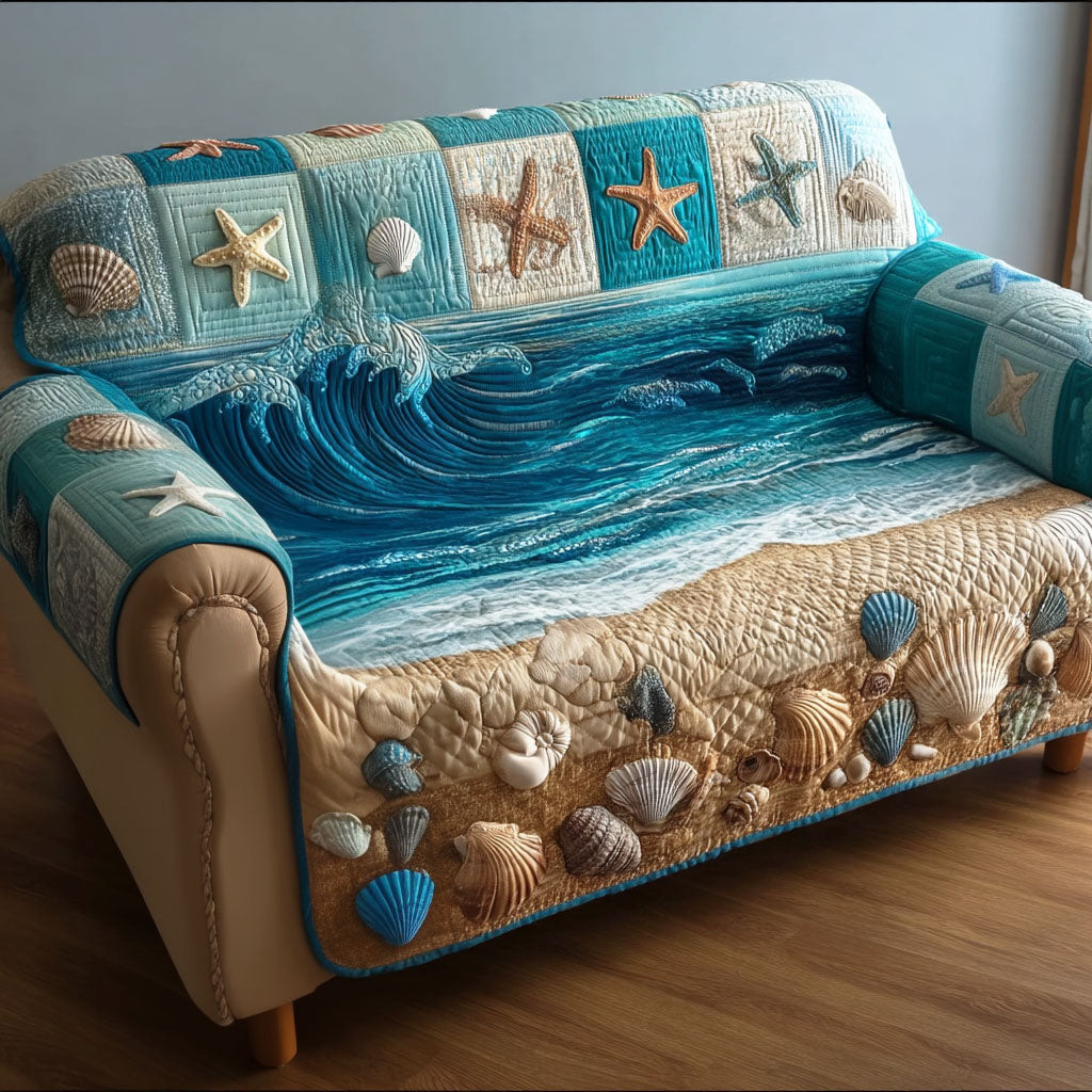 Ocean Breeze Quilted Sofa Cover Great Couch Covers Awesome Father's Day Gifts - Tradiviet