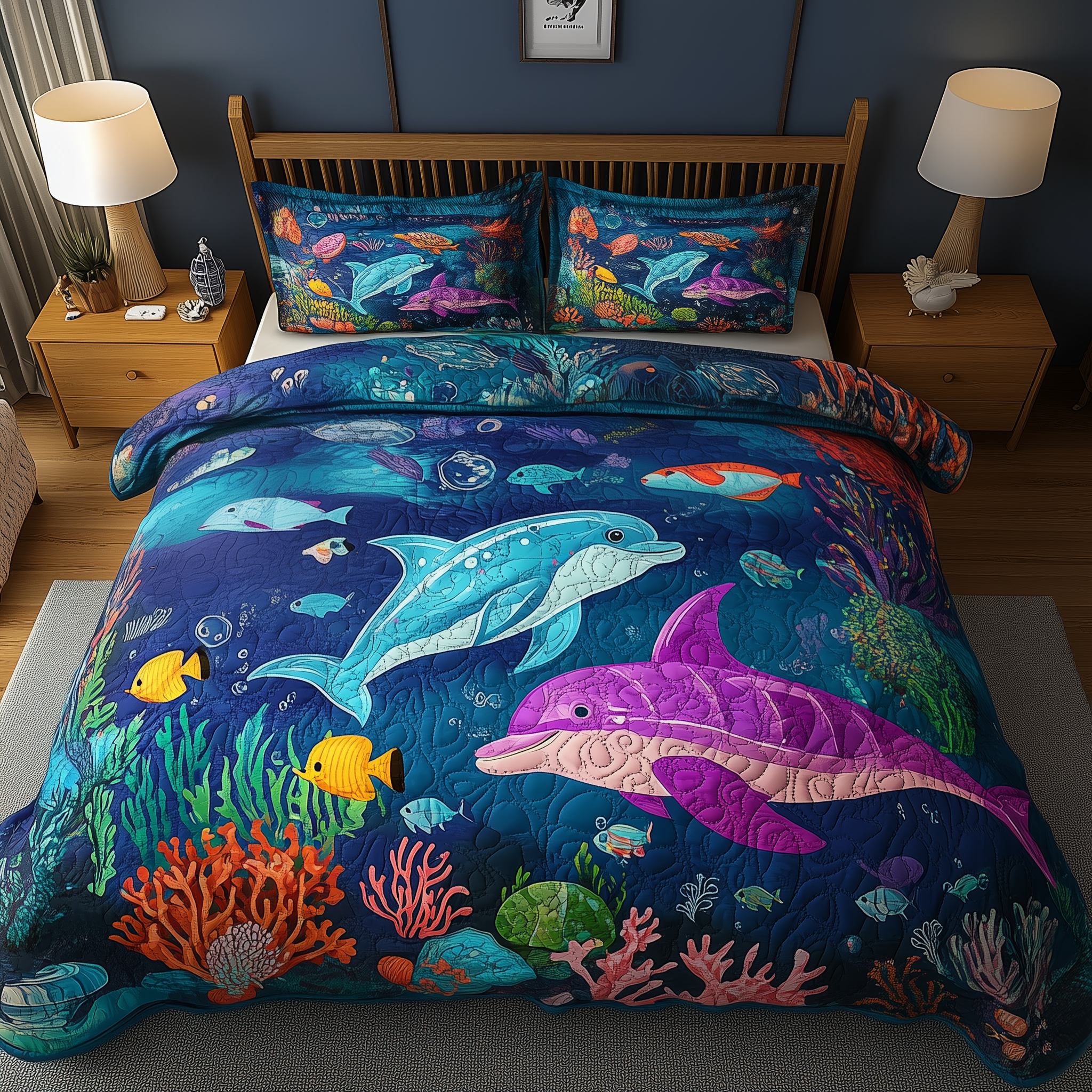 Ocean Dreamscape Quilted Bedding Set Ocean Dreamscape Composition Gift For Ocean Lover - Tradiviet