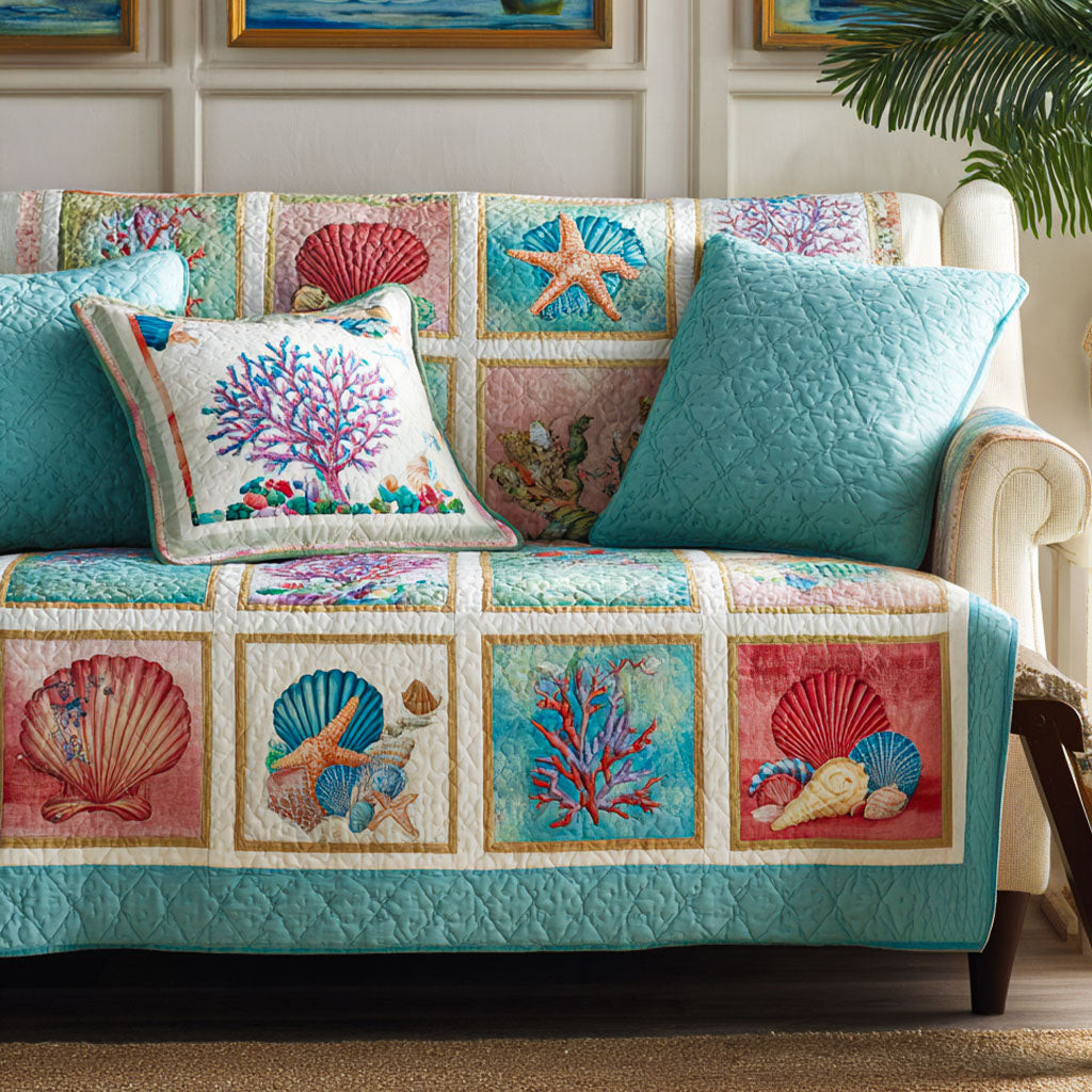 Ocean Drift Quilted Sofa Cover Sofa Cover For Couch Summer Gifts For Beach Lovers - Tradiviet