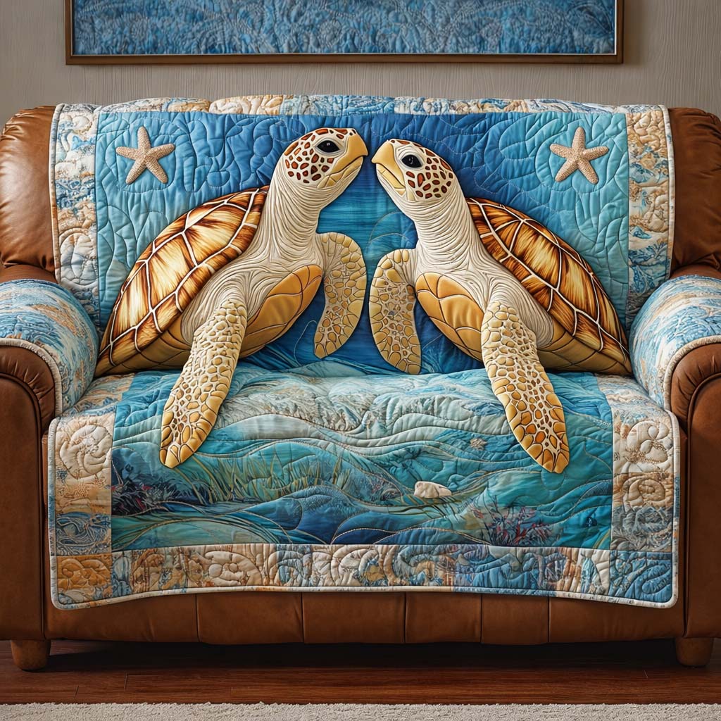 Ocean Love Quilted Sofa Cover Romantic Home Couch Cover Cat Gifts For Cat Lovers - Tradiviet