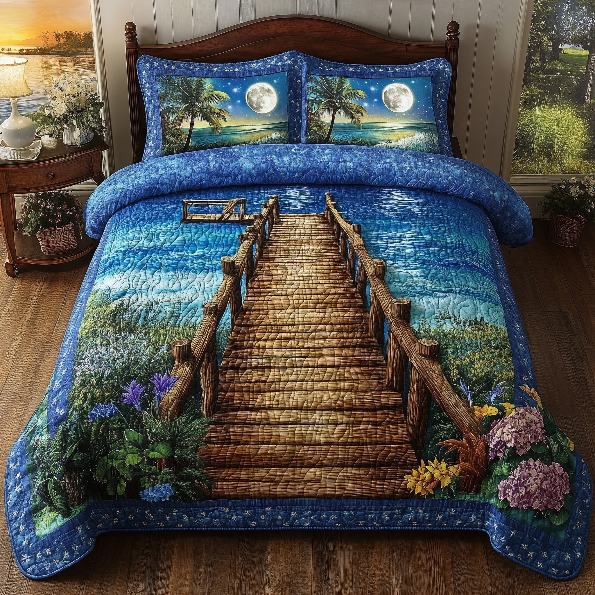 Ocean Lullaby Quilted Bedding Set Ocean Lullaby Bloom Gift For Ocean Lullaby - Tradiviet