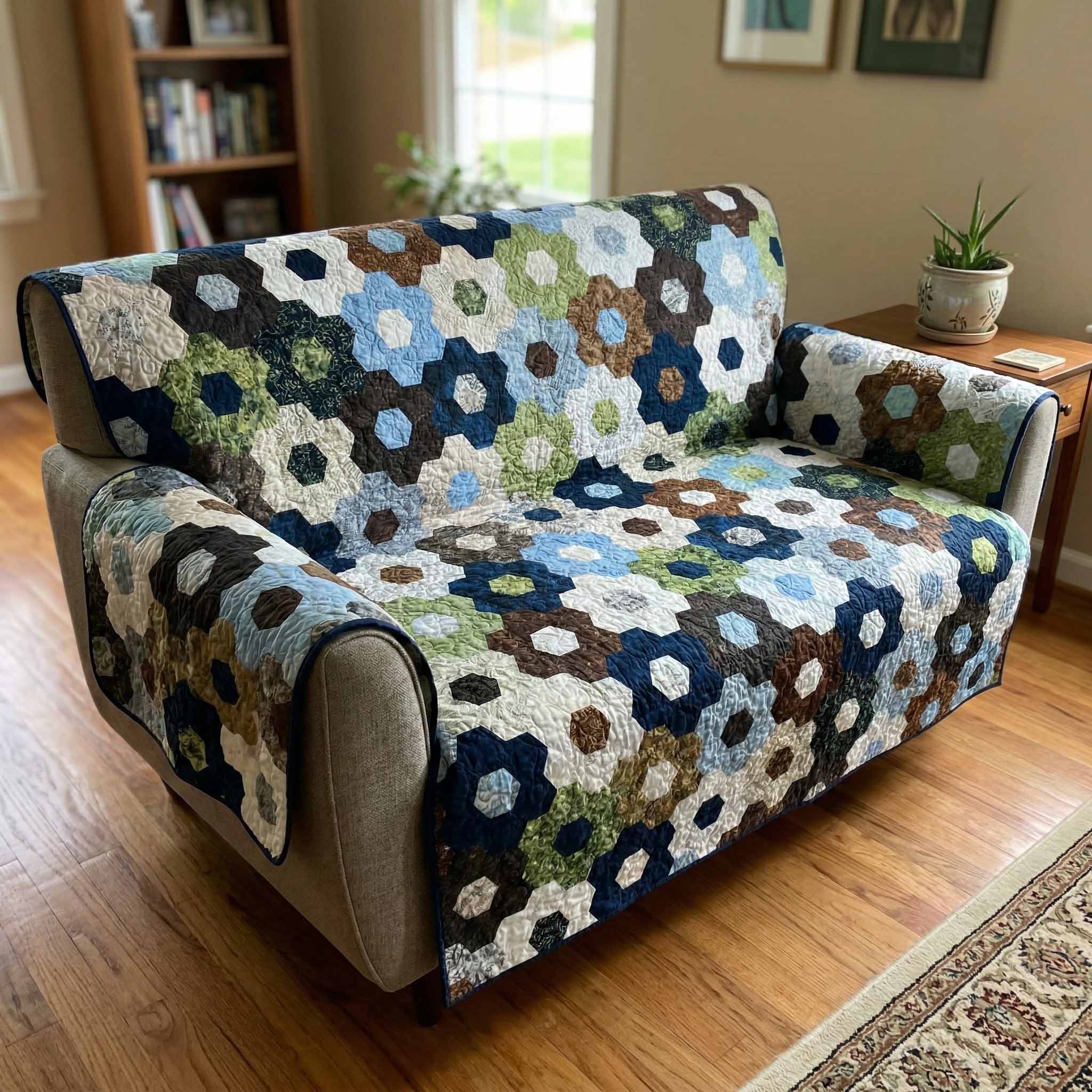 Ocean Petals Quilted Sofa Cover Couch Covers For Couches Good Couples Gifts - Tradiviet