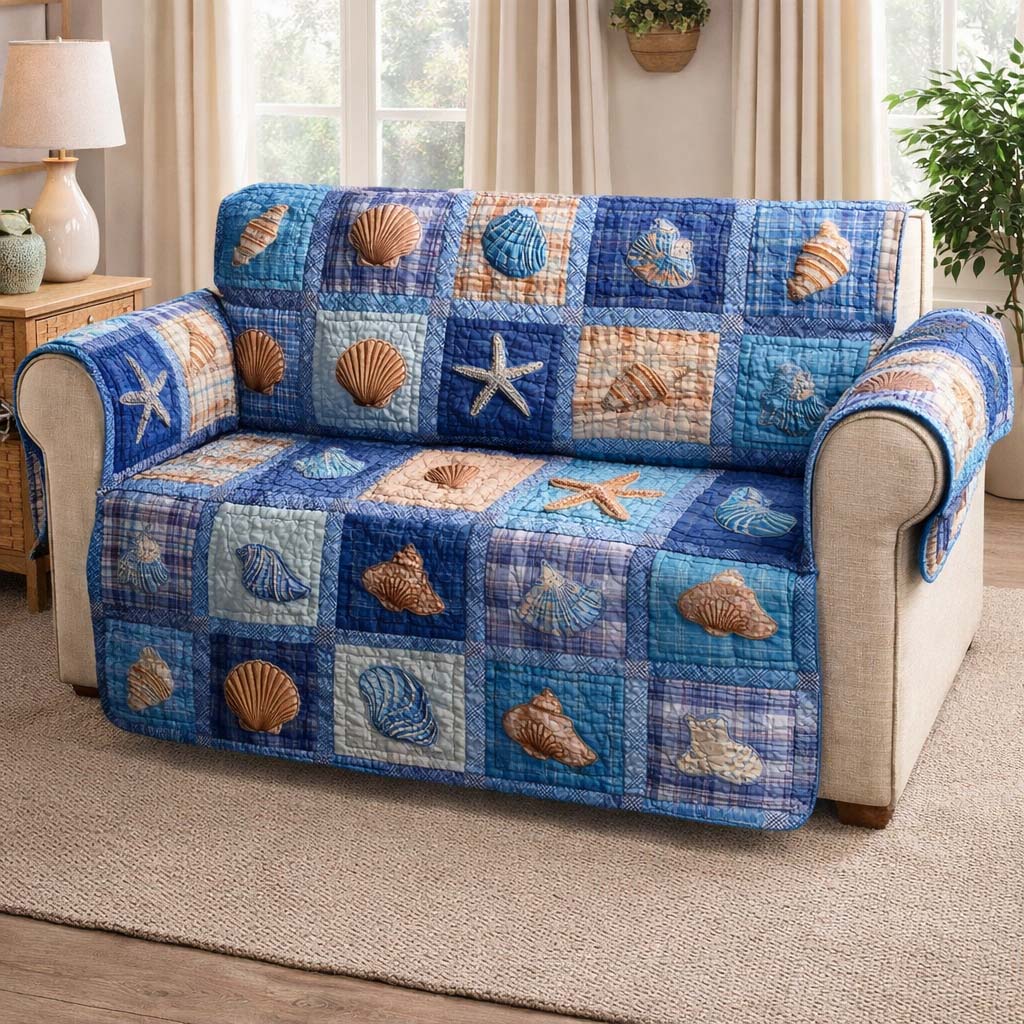 Ocean Quilt Quilted Sofa Cover Coastal Home Couch Cover Gifts For Home Lovers - Tradiviet