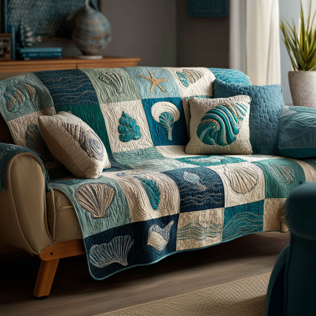Ocean Retreat Quilted Sofa Cover Couch Covers For Couches Birthday Gift For Beach Lover - Tradiviet