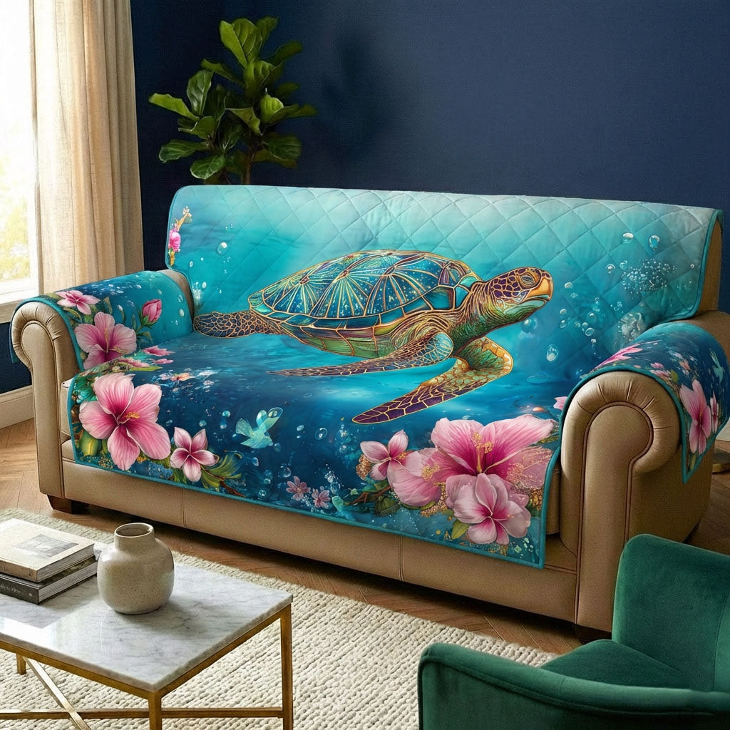 Ocean Turtle Quilted Sofa Cover Couch Slipcovers Gifts For A Turtle Lover - Tradiviet