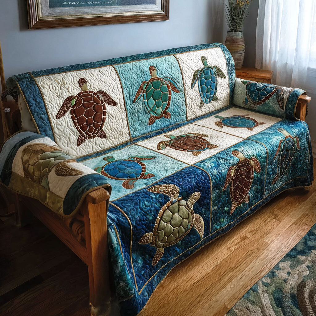 Ocean Turtle Quilted Sofa Cover Room Decor For Room Home Gifts For Her - Tradiviet