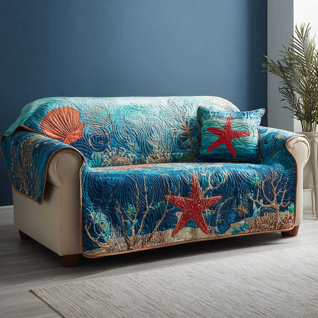 Ocean View Quilted Sofa Cover Best Slip Cover Sofa Presents For Ocean Lovers - Tradiviet