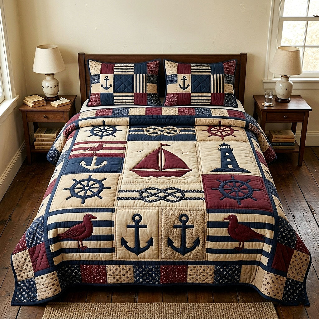 Ocean Voyage Quilted Bedding Set Ocean Voyage Idea Gift For Voyage - Tradiviet