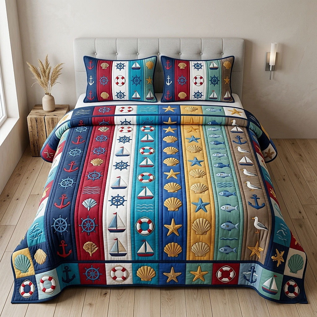 Ocean Voyage Quilted Bedding Set Ocean Voyage Joy Gift For Voyage Fans - Tradiviet
