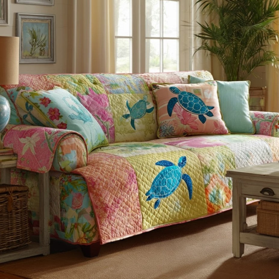 Ocean Wanderer Quilted Sofa Cover Seat Covers For Couches Gift Ideas For Sea Turtle Lovers - Tradiviet