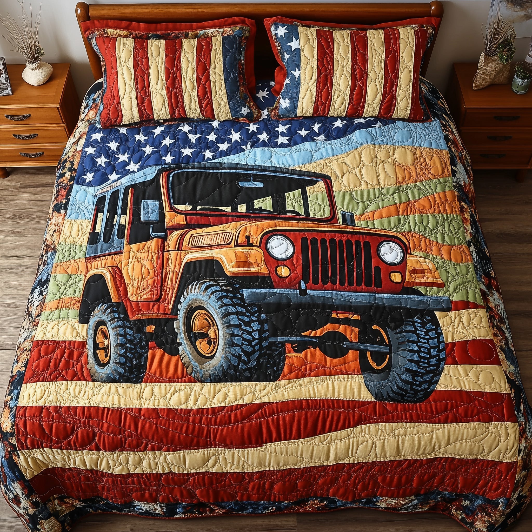 Off-Road America Quilted Bedding Set Offroad America Idea Gift For Road America - Tradiviet