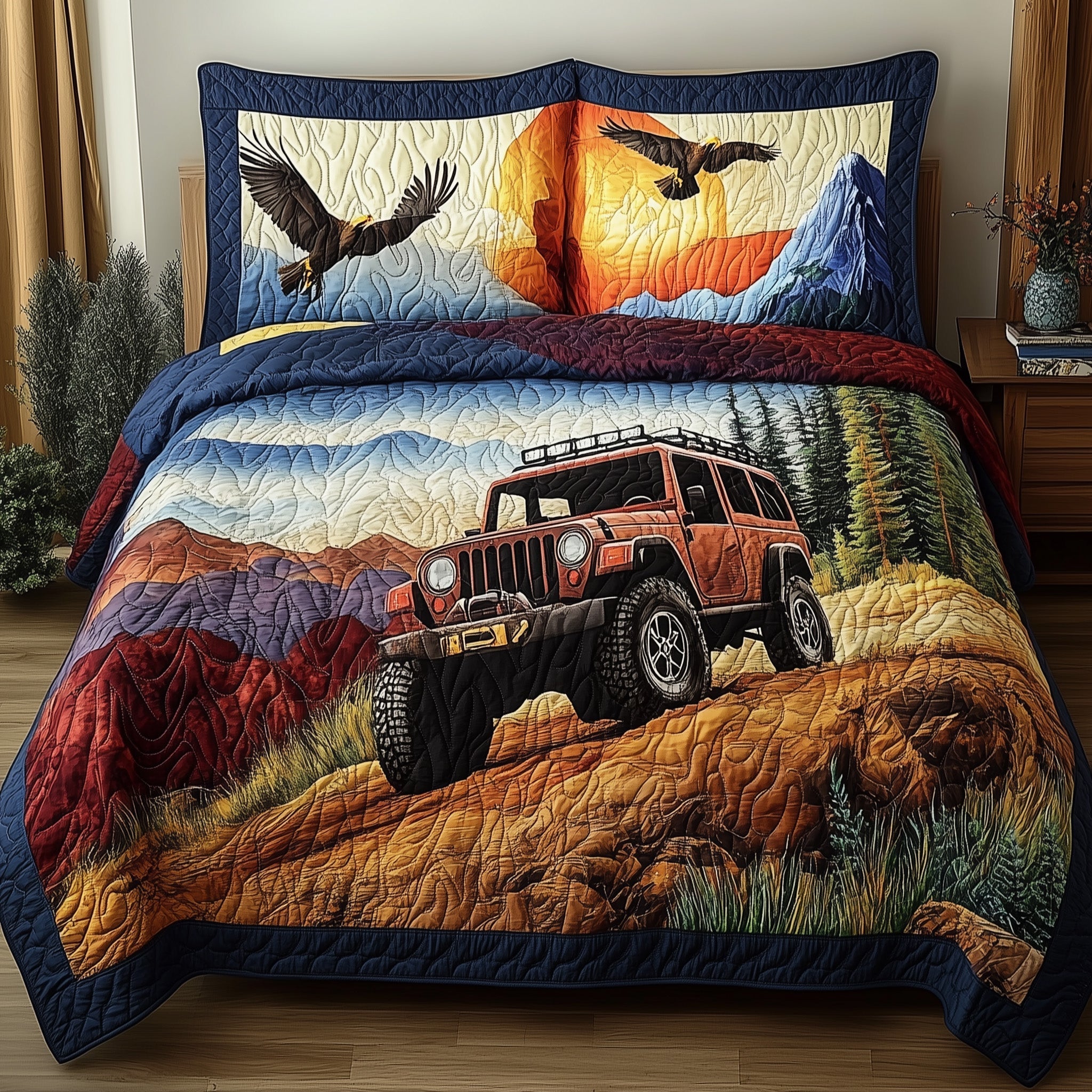 Off-Road Legend Quilted Bedding Set Offroad Legend Aura Gift For Road - Tradiviet