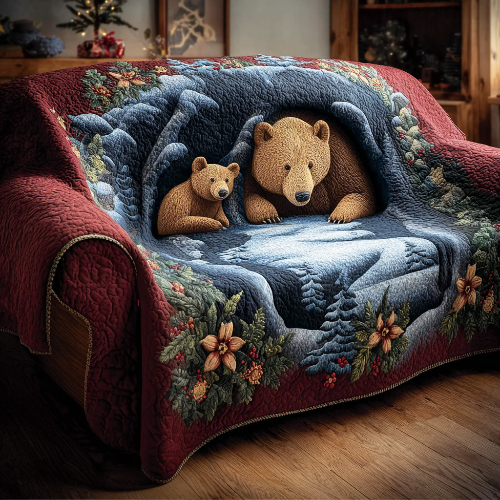 Outland Forest Bear Quilted Sofa Cover Simple Home Room Decor Unique Bear Lover Presents - Tradiviet