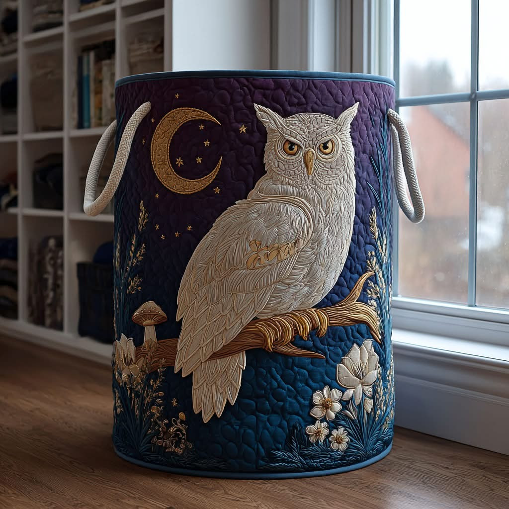 Owl Echo Quilted Laundry Basket Clothes Hamper Best Gifts For Owl Lovers - Tradiviet
