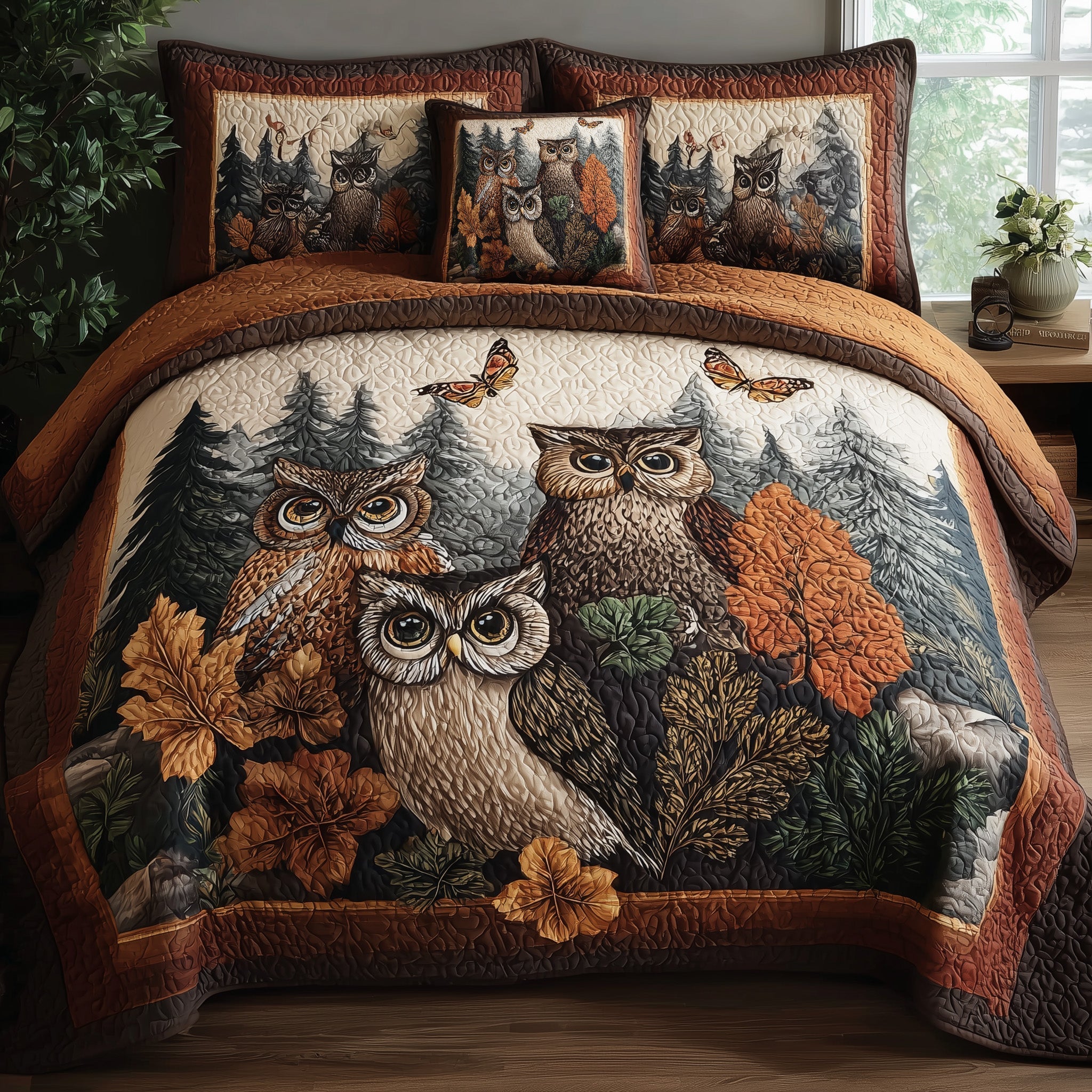 Owl Heaven Quilted Bedding Set Owl Heaven Freedom Gift For Owl Heaven - Tradiviet