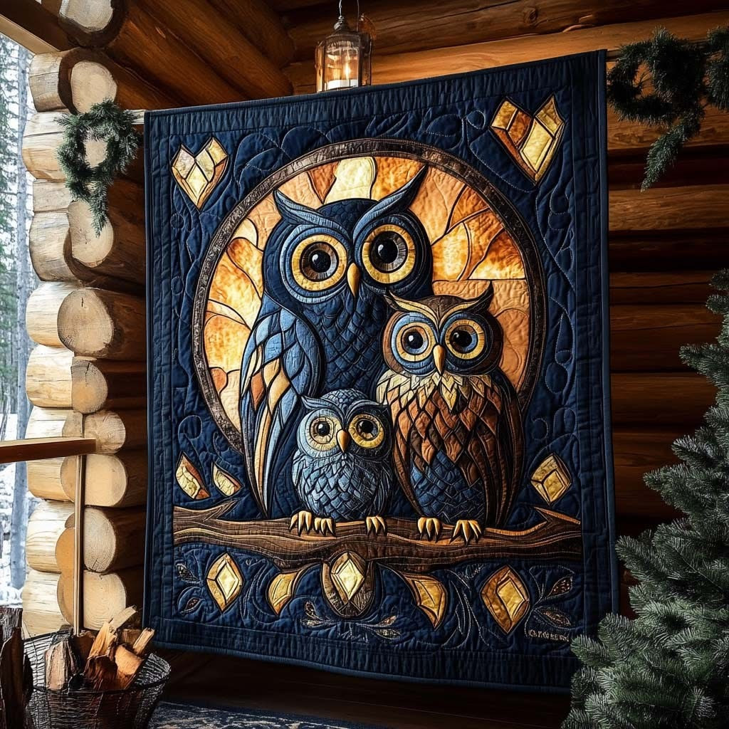 Owl Night Twilight Watcher Quilt Blanket Merchandise Unique Owl Themed Gift Items - Tradiviet