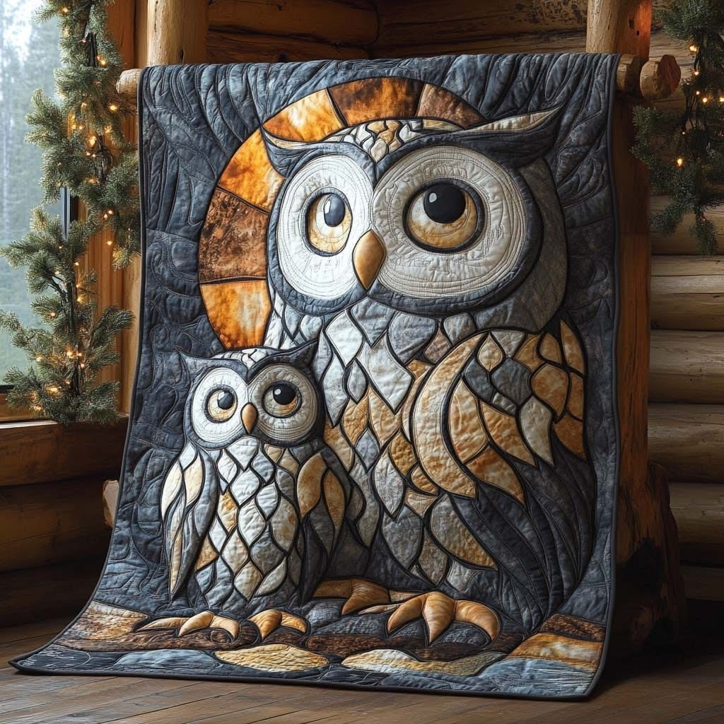 Owl Night Wisdom Flight Quilt Blanket Merchandise Unique Gifts For Owl Lovers Christmas - Tradiviet