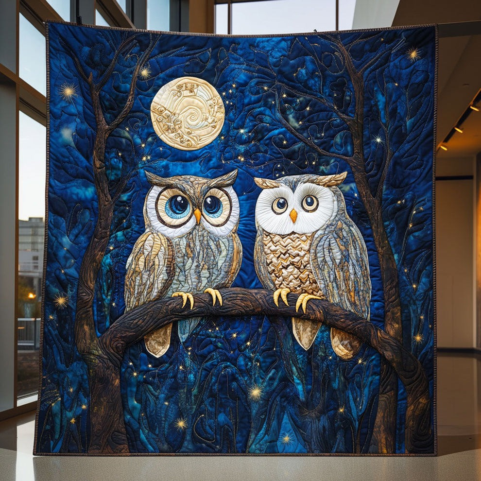 Owl Quilt Blanket Starry Night Inspired Merchandise Best Unique Gifts For Owl Lovers - Tradiviet
