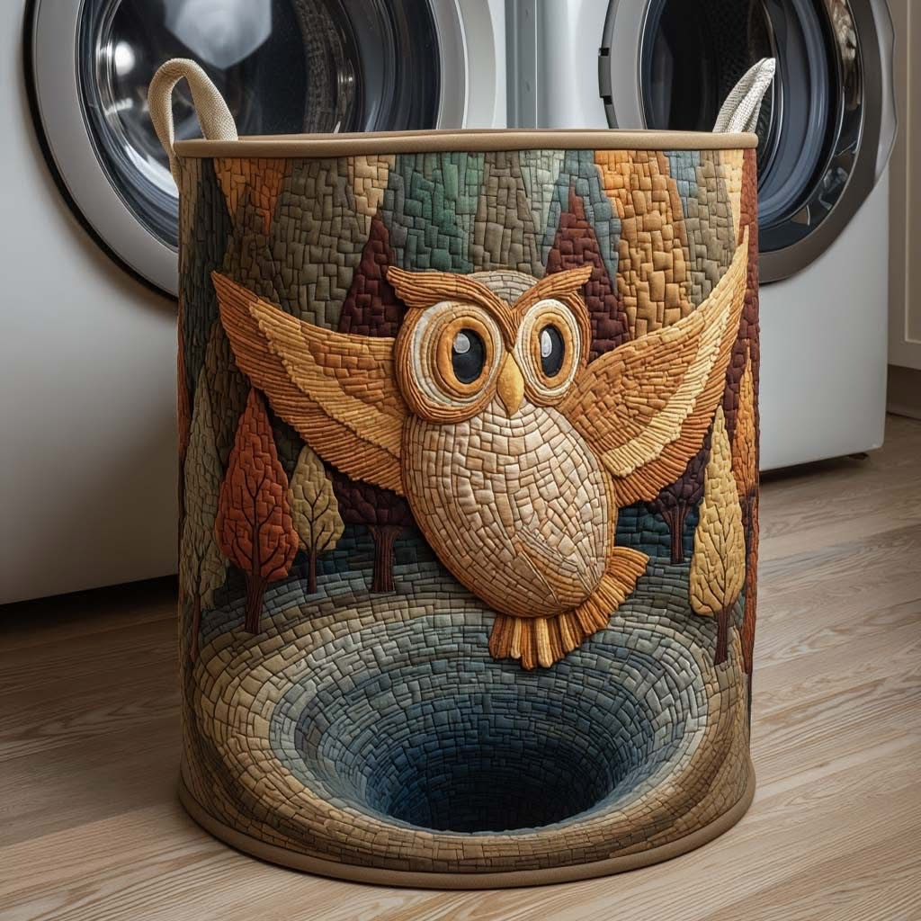 Owl Water Vortex Quilted Laundry Basket Best Hamper Basket Gifts With Owls On Them - Tradiviet