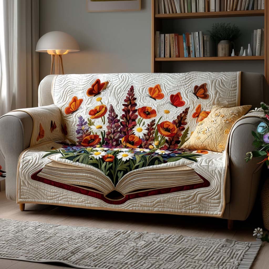Page Harmony Quilted Sofa Cover Couch And Loveseat Covers Gifts For Readers - Tradiviet