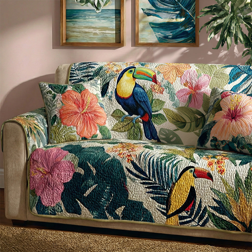 Palm Paradise Quilted Sofa Cover Boho Home Room Decor Gifts For Home Lovers - Tradiviet