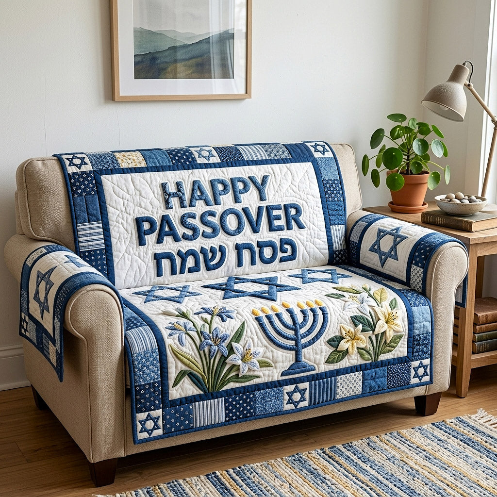 Passover Heritage Quilted Sofa Cover Faith Home Couch Cover Gift For Buffalo Lover - Tradiviet