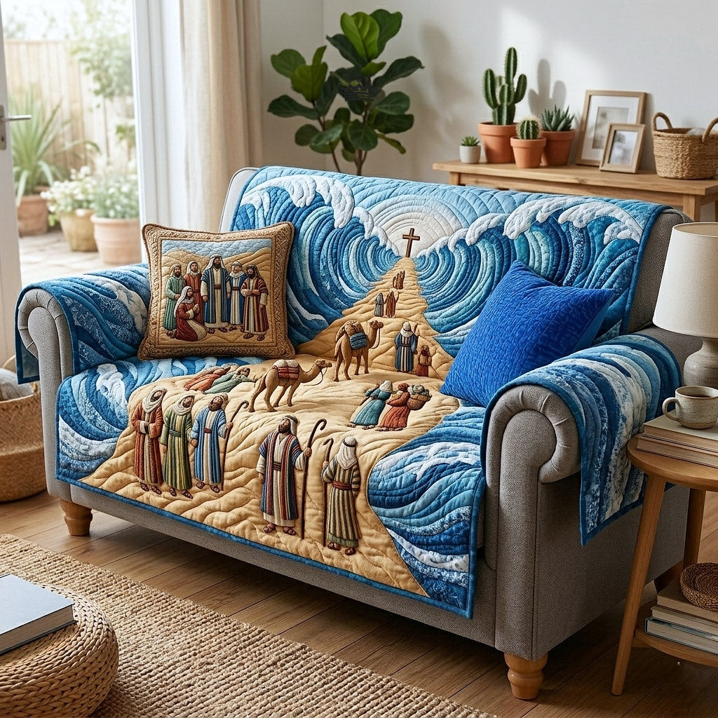 Passover Heritage Quilted Sofa Cover Faith Home Couch Cover Gift For Home Lover - Tradiviet