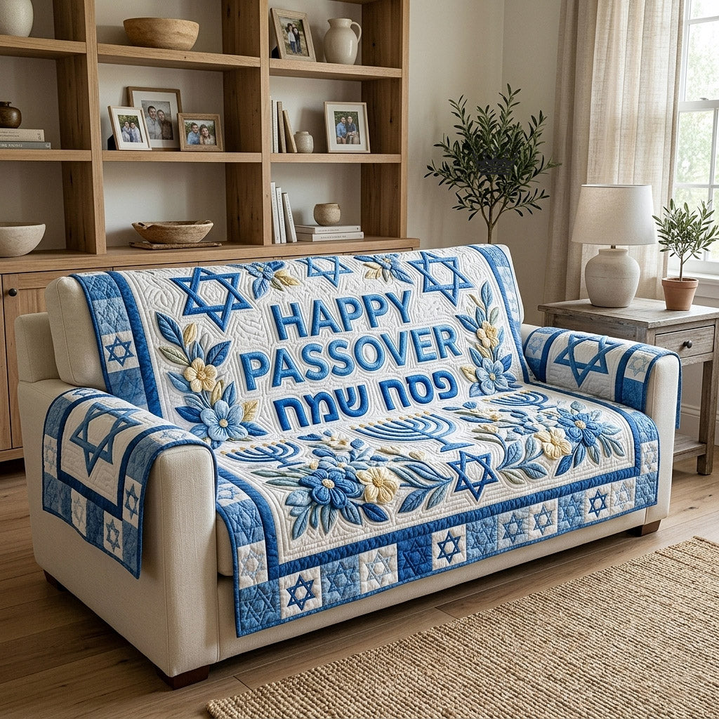 Passover Heritage Quilted Sofa Cover Faith Home Couch Cover Gift For House Lover - Tradiviet