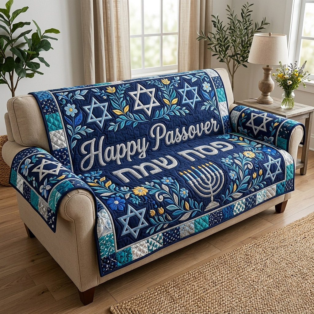 Passover Heritage Quilted Sofa Cover Faith Home Couch Cover Gifts For Home Lovers - Tradiviet