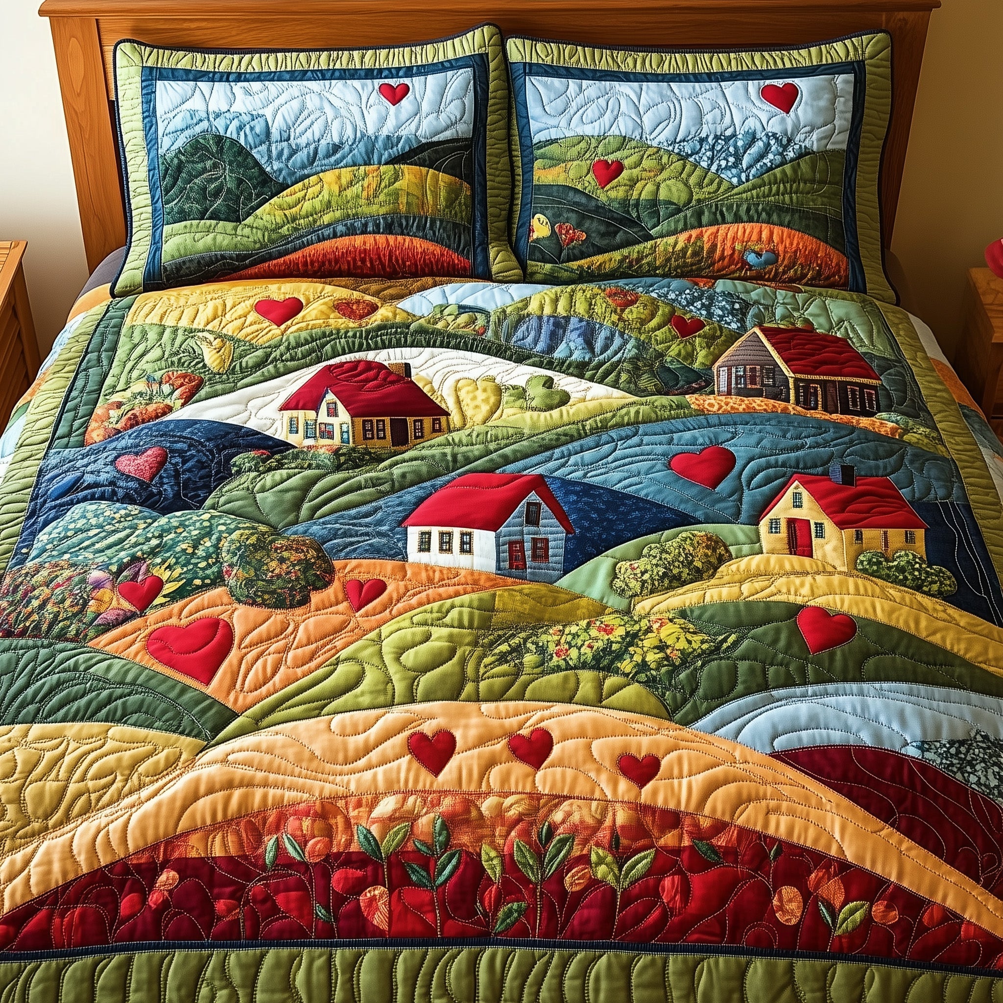 Pastoral Dreams Quilted Bedding Set Pastoral Dreams Setting Gift For Pastoral - Tradiviet
