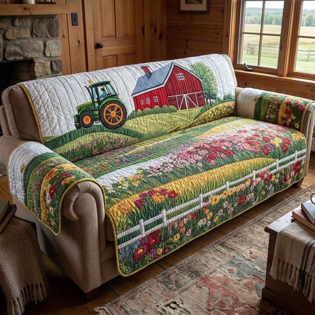 Pasture View Quilted Sofa Cover Sofa Couch Cover Sunflower Presents Merchandise - Tradiviet