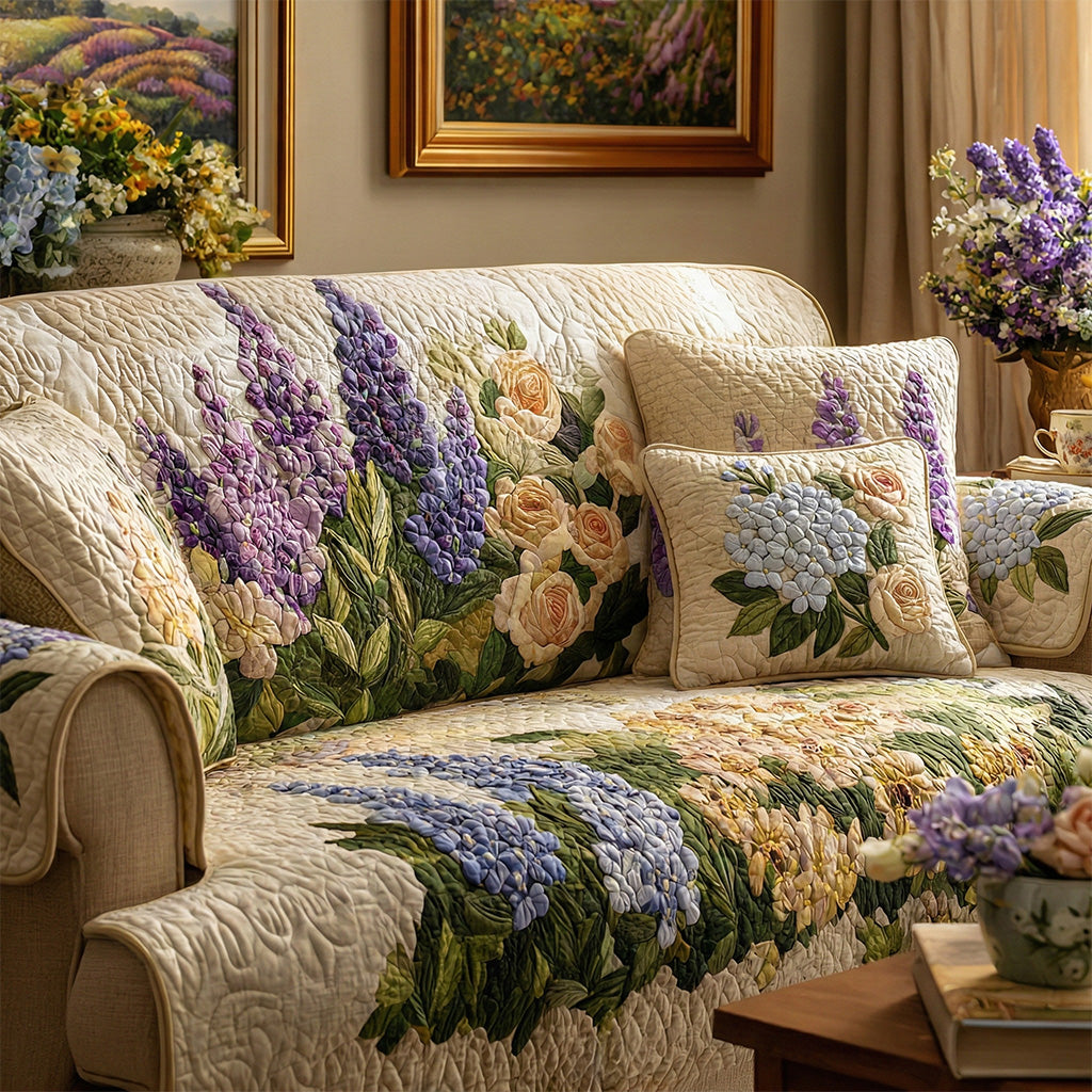 Patch Garden Quilted Sofa Cover Boho Room Decor Great Housewarming Gift Ideas - Tradiviet