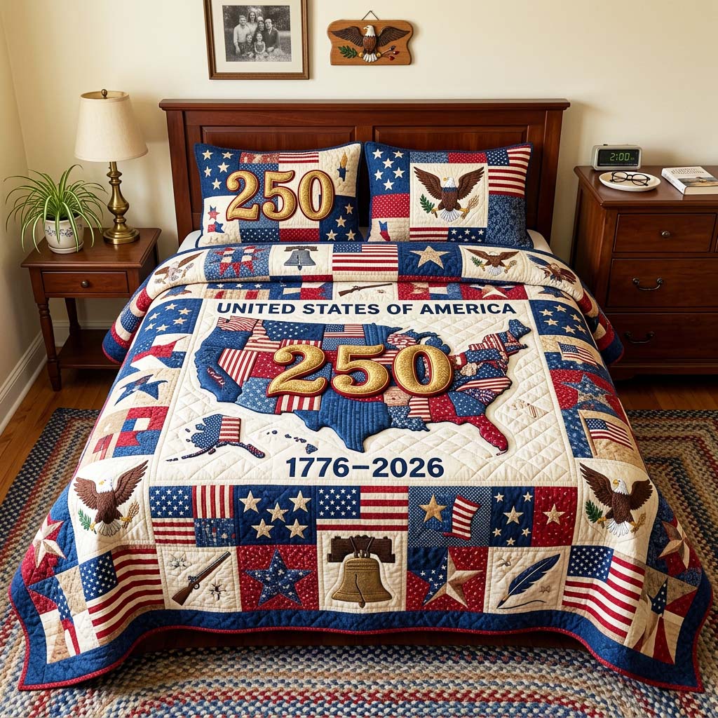 Patch Star Quilted Bedding Set Patch Star Vintage Gift For Patch Star - Tradiviet