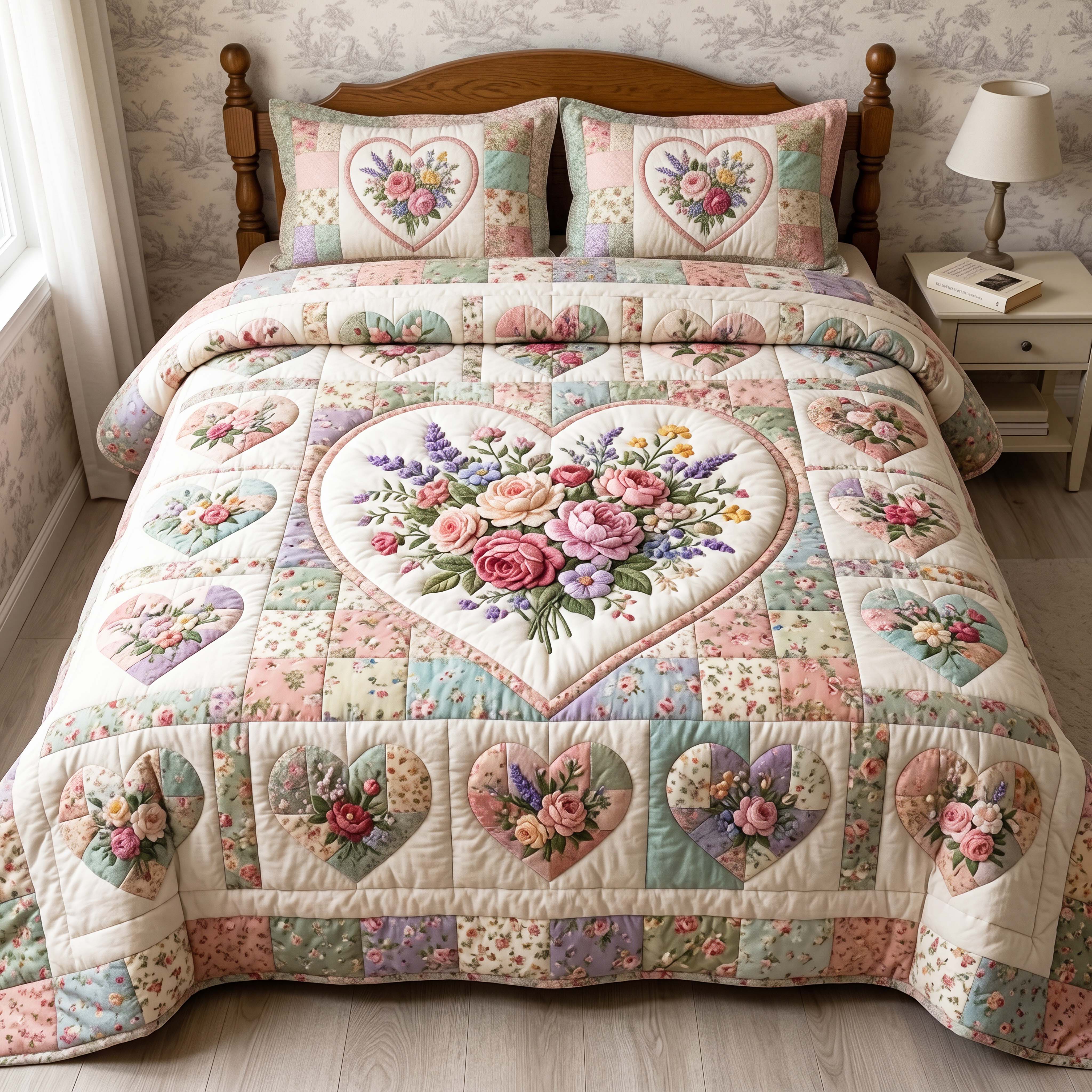 Patchwork Garden Quilted Bedding Set Patchwork Garden Bohemian Gift For Patchwork Garden - Tradiviet