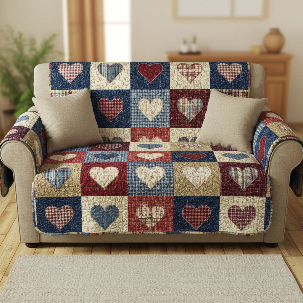 Patchwork Romance Quilted Sofa Cover Furniture Covers Valentine Day Ideas For Girlfriend - Tradiviet