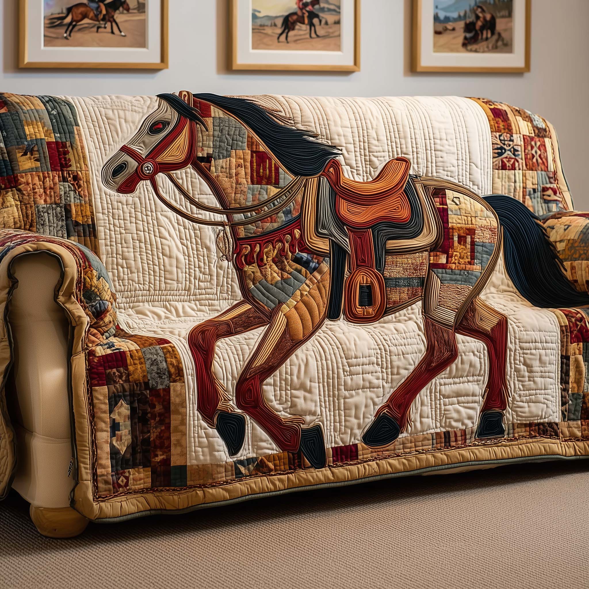 Patchwork Runner Quilted Sofa Cover Patchwork Home Couch Cover Gift For Room Lovers - Tradiviet
