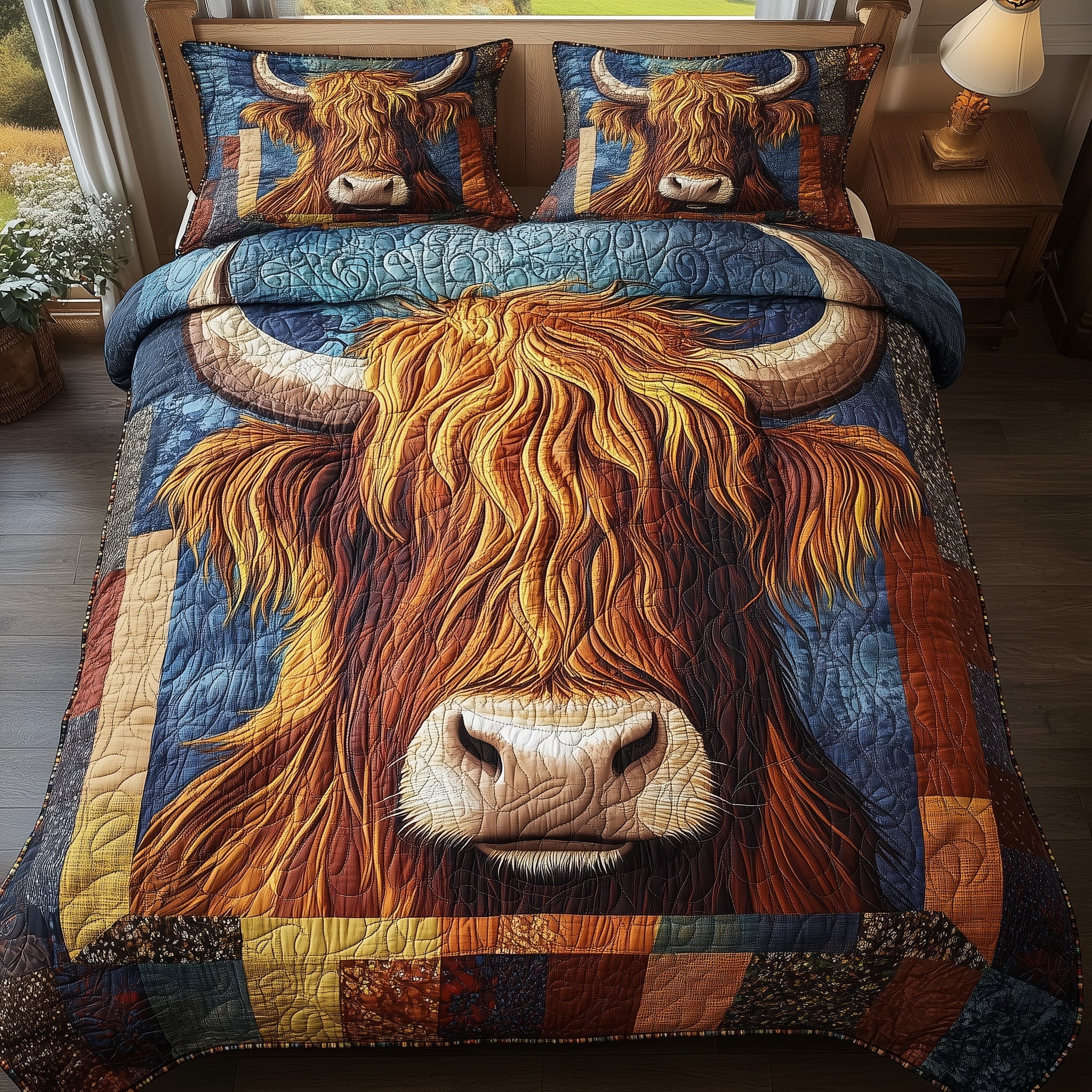 Patchy Moo Quilted Bedding Set Patchy Moo Nest Gift For Patchy Moo - Tradiviet